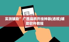 实测辅助”广西麻将开挂神器(透视)辅助软件教程