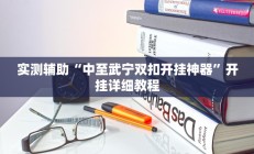实测辅助“中至武宁双扣开挂神器”开挂详细教程