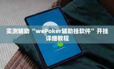 实测辅助“wePoker辅助挂软件”开挂详细教程