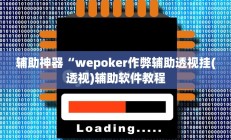 辅助神器“wepoker作弊辅助透视挂(透视)辅助软件教程