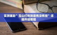 实测辅助”玉山打炸到底有没有挂”详细开挂教程