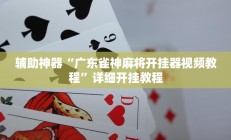 辅助神器“广东雀神麻将开挂器视频教程”详细开挂教程