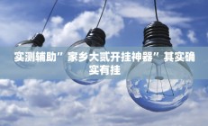 实测辅助”家乡大贰开挂神器”其实确实有挂
