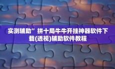 实测辅助”广西八一字牌开挂教程(透视)辅助软件教程