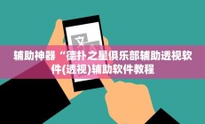 辅助神器“德扑之星俱乐部辅助透视软件(透视)辅助软件教程
