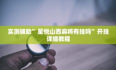 实测辅助”星悦山西麻将有挂吗”开挂详细教程