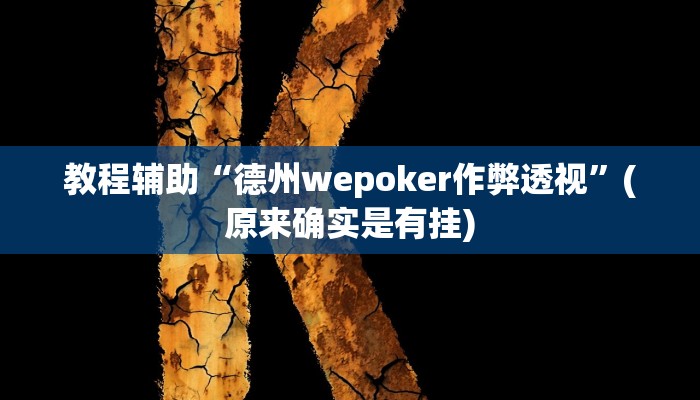教程辅助“德州wepoker作弊透视”(原来确实是有挂)