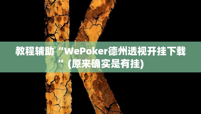 教程辅助“WePoker德州透视开挂下载”(原来确实是有挂)