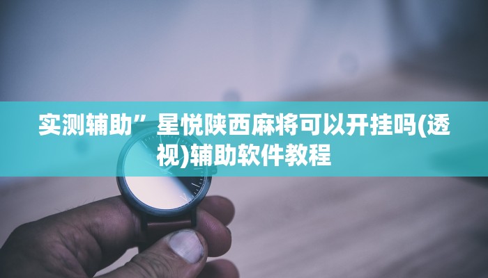 实测辅助”星悦陕西麻将可以开挂吗(透视)辅助软件教程