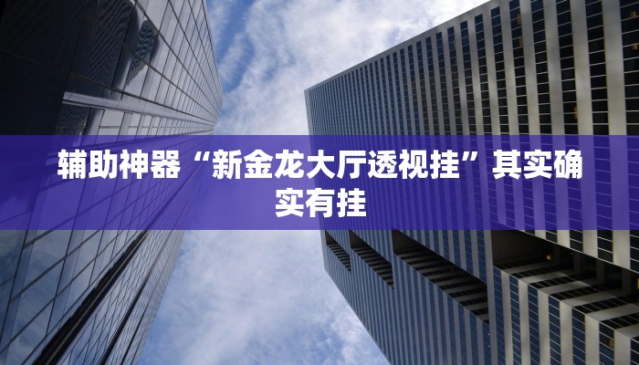 辅助神器“新金龙大厅透视挂”其实确实有挂