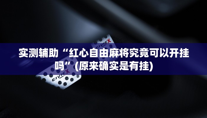 实测辅助“红心自由麻将究竟可以开挂吗”(原来确实是有挂)