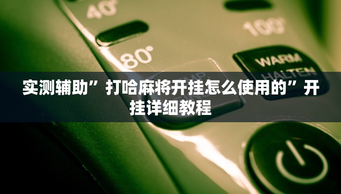 实测辅助”打哈麻将开挂怎么使用的”开挂详细教程