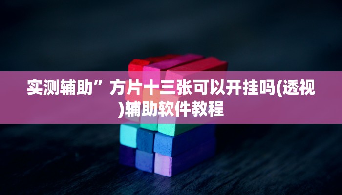 实测辅助”方片十三张可以开挂吗(透视)辅助软件教程